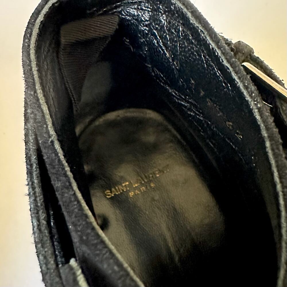 SAINT LAURENT Jodhpur Crop Ankle Boots Black Suede London 20 - Picture 8 of 12